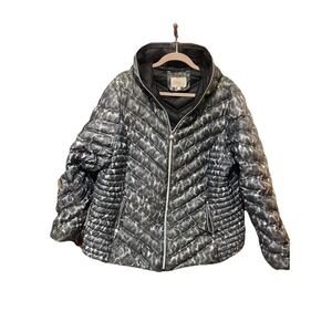 Laundry by Shelli Segal hooded puffer jacket downfilled size 2X w Green/gray